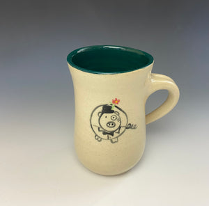 Fancy Pig Mug- Dark Blue Green