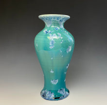 Load image into Gallery viewer, Teal and Silver Crystalline Glazed Vase
