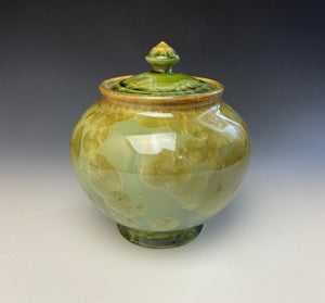 Olive Green Crystalline Glazed Jar