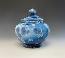 Load image into Gallery viewer, Crystalline Glazed Jar in Atlantic Storm Blue #1
