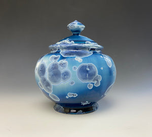 Crystalline Glazed Jar in Atlantic Storm Blue #1