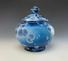 Load image into Gallery viewer, Crystalline Glazed Jar in Atlantic Storm Blue #1
