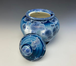 Crystalline Glazed Jar in Atlantic Storm Blue #1
