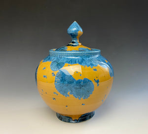 Blue and Orange Crystalline Jar