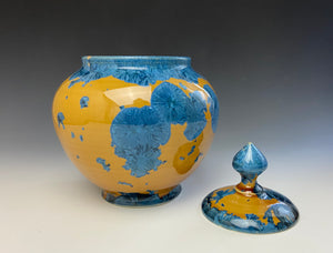 Blue and Orange Crystalline Jar