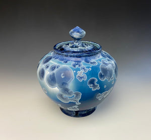 Crystalline Glazed Jar in Atlantic Storm Blue #2