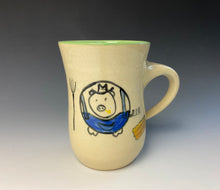 Load image into Gallery viewer, Farmer Pig Mug- Lime Green
