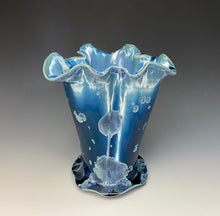 Load image into Gallery viewer, Atlantic Storm Blue Crystalline Petal Vase
