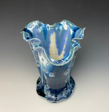 Load image into Gallery viewer, Atlantic Storm Blue Crystalline Petal Vase
