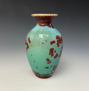 Ruby & Green Crystalline Glazed Mini Vase