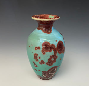 Ruby & Green Crystalline Glazed Mini Vase