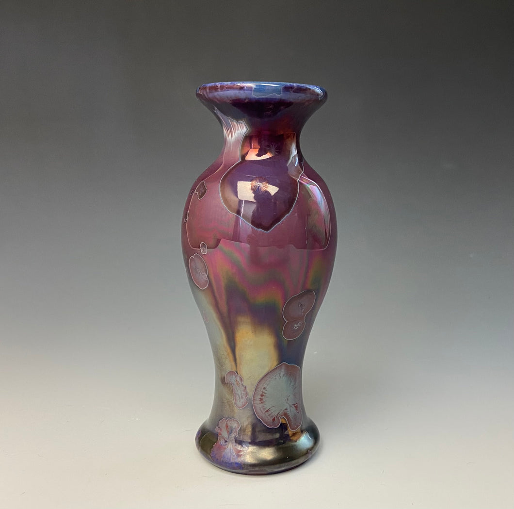 Ruby and Plum Crystalline Glazed Mini Vase #2