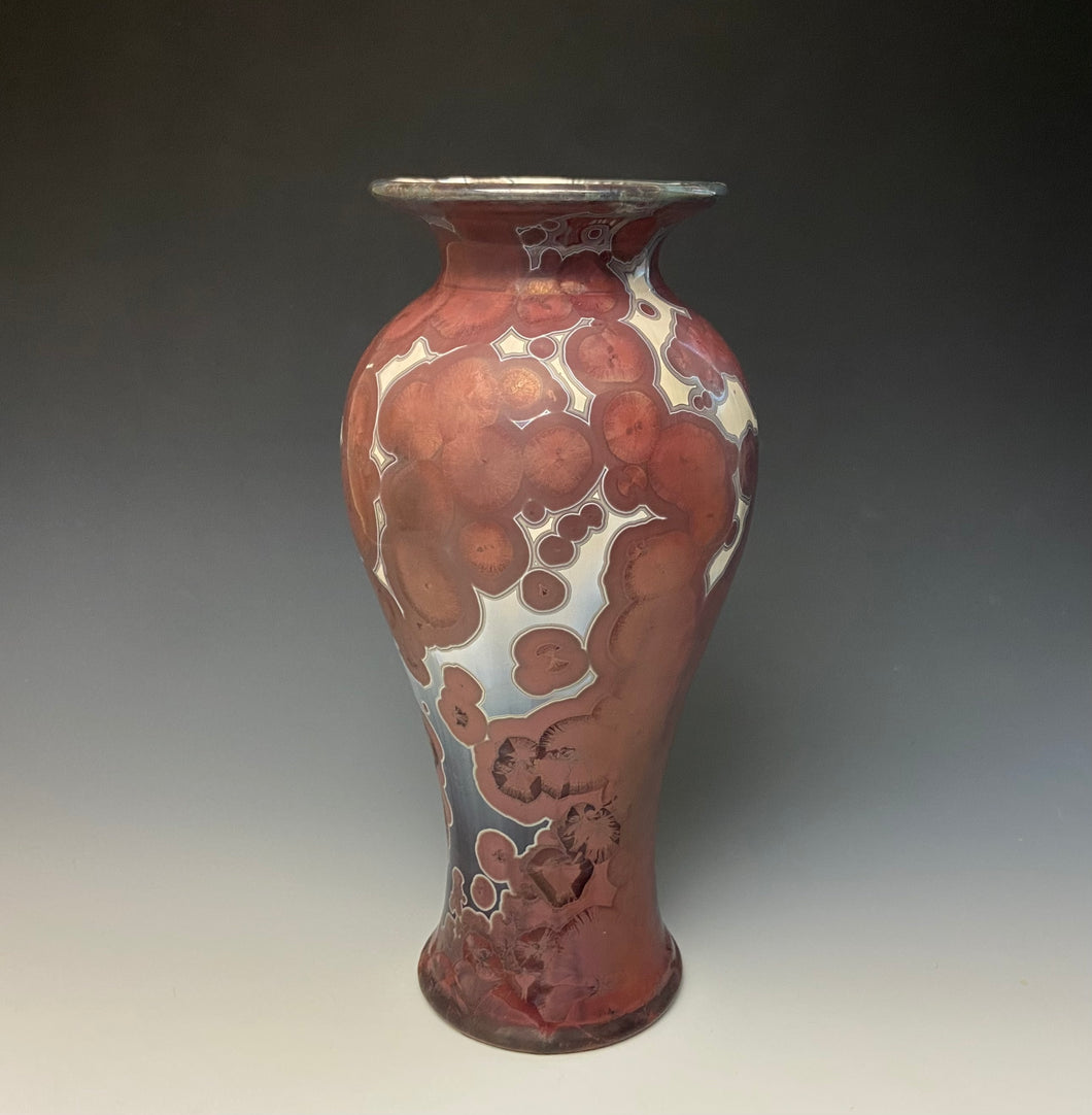 Ruby and Silver Crystalline Vase