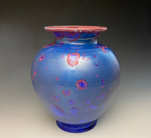 Load image into Gallery viewer, Crystalline Glazed Vase in Ruby and Royal Blue
