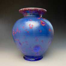 Load image into Gallery viewer, Crystalline Glazed Vase in Ruby and Royal Blue
