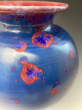 Load image into Gallery viewer, Crystalline Glazed Vase in Ruby and Royal Blue
