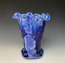 Load image into Gallery viewer, Winter Sky Blue Crystalline Petal Vase

