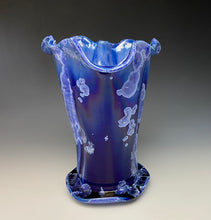 Load image into Gallery viewer, Winter Sky Blue Crystalline Petal Vase
