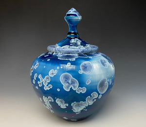 Crystalline Glazed Jar in Atlantic Storm Blue #3