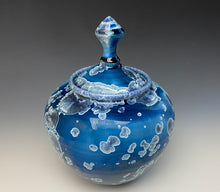 Load image into Gallery viewer, Crystalline Glazed Jar in Atlantic Storm Blue #3
