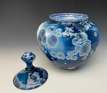 Load image into Gallery viewer, Crystalline Glazed Jar in Atlantic Storm Blue #3
