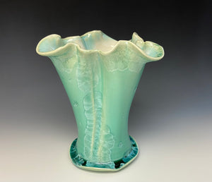 Light Green Crystalline Petal Vase #1