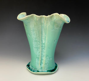 Light Green Crystalline Petal Vase #1