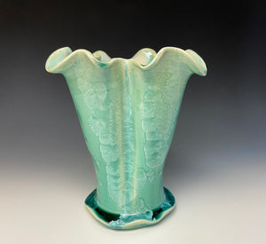 Light Green Crystalline Petal Vase #2