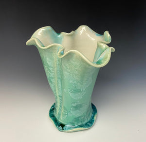 Light Green Crystalline Petal Vase #2