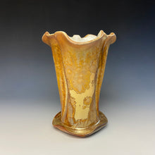 Load image into Gallery viewer, Gold Crystalline Glazed Petal Vase
