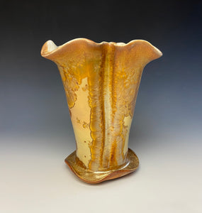 Gold Crystalline Glazed Petal Vase