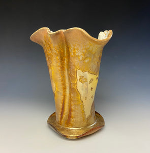 Gold Crystalline Glazed Petal Vase