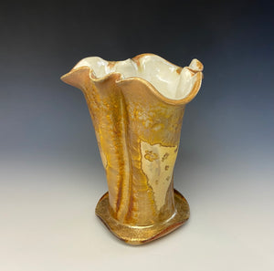 Gold Crystalline Glazed Petal Vase