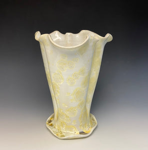 Ivory Crystalline Petal Vase