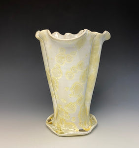 Ivory Crystalline Petal Vase