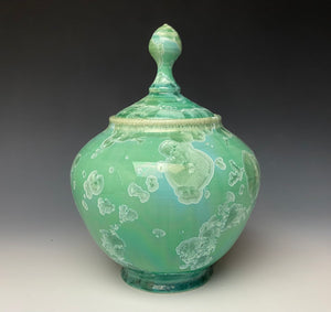 Jade Green Crystalline Glazed Jar