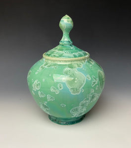 Jade Green Crystalline Glazed Jar