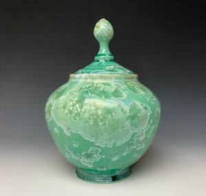 Jade Green Crystalline Glazed Jar