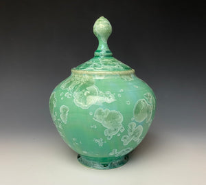 Jade Green Crystalline Glazed Jar