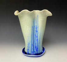 Load image into Gallery viewer, Blue and White Crystalline Petal Vase
