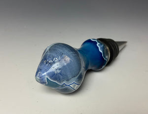 Crystalline Glazed Bottle Stopper- Atlantic Storm Blue