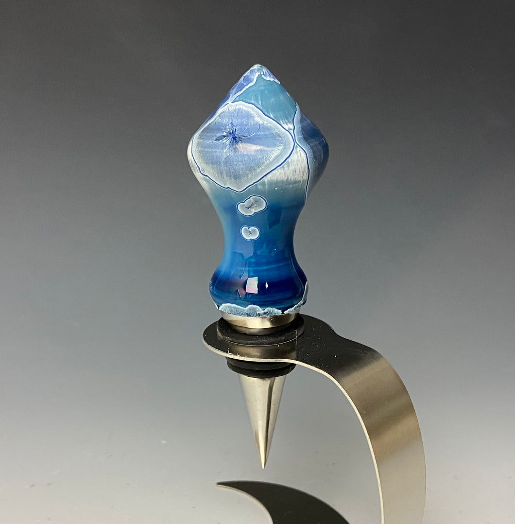 Crystalline Glazed Bottle Stopper- Atlantic Storm Blue