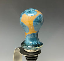 Load image into Gallery viewer, Crystalline Glazed Bottle Stopper- Blue and Orange
