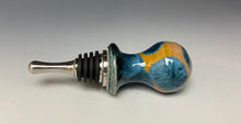 Load image into Gallery viewer, Crystalline Glazed Bottle Stopper- Blue and Orange
