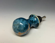 Load image into Gallery viewer, Crystalline Glazed Bottle Stopper- Blue and Orange
