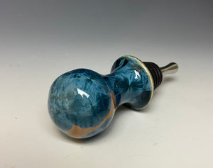 Crystalline Glazed Bottle Stopper- Blue and Orange
