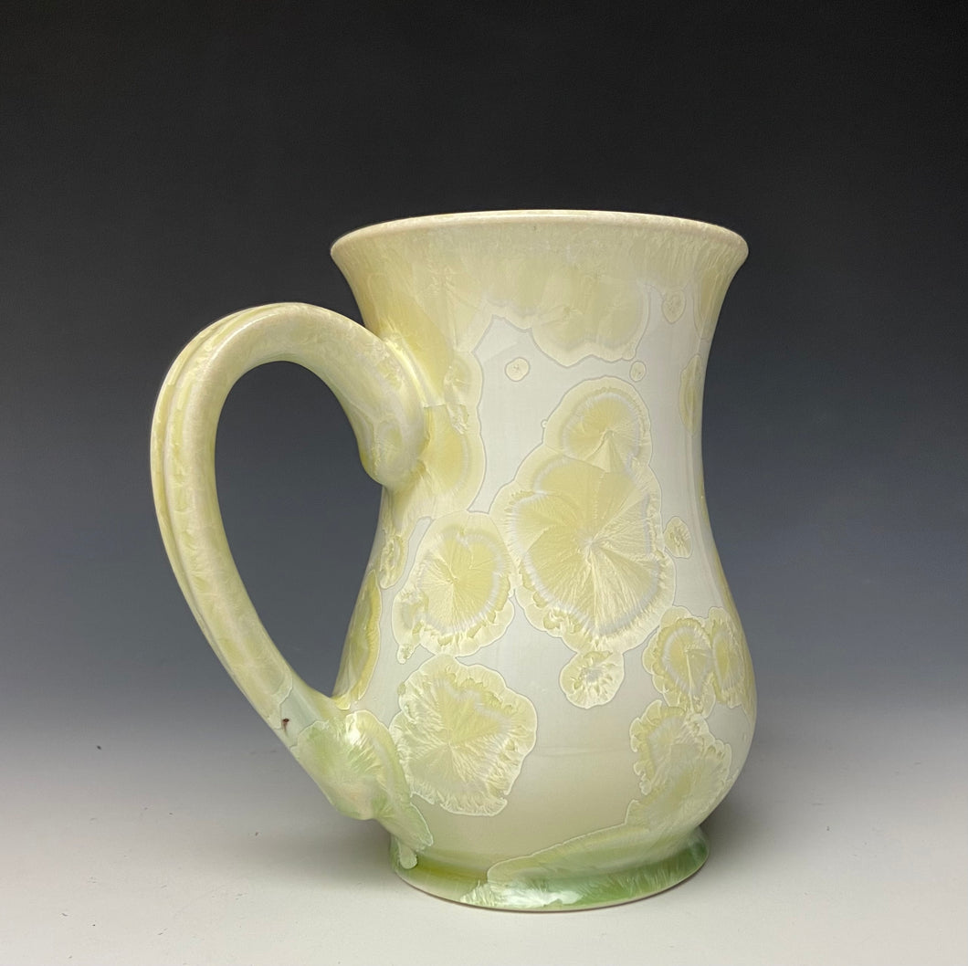 Crystalline Glazed Mug 14oz- Ivory and Green  #2