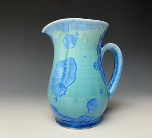 Teal Crystalline Small Pitcher