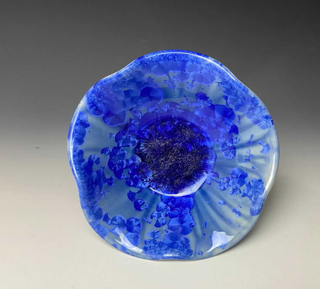 Blue Crystalline Glazed Mini Flower Bowl