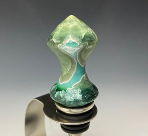Crystalline Glazed Bottle Stopper- Emerald Green #1